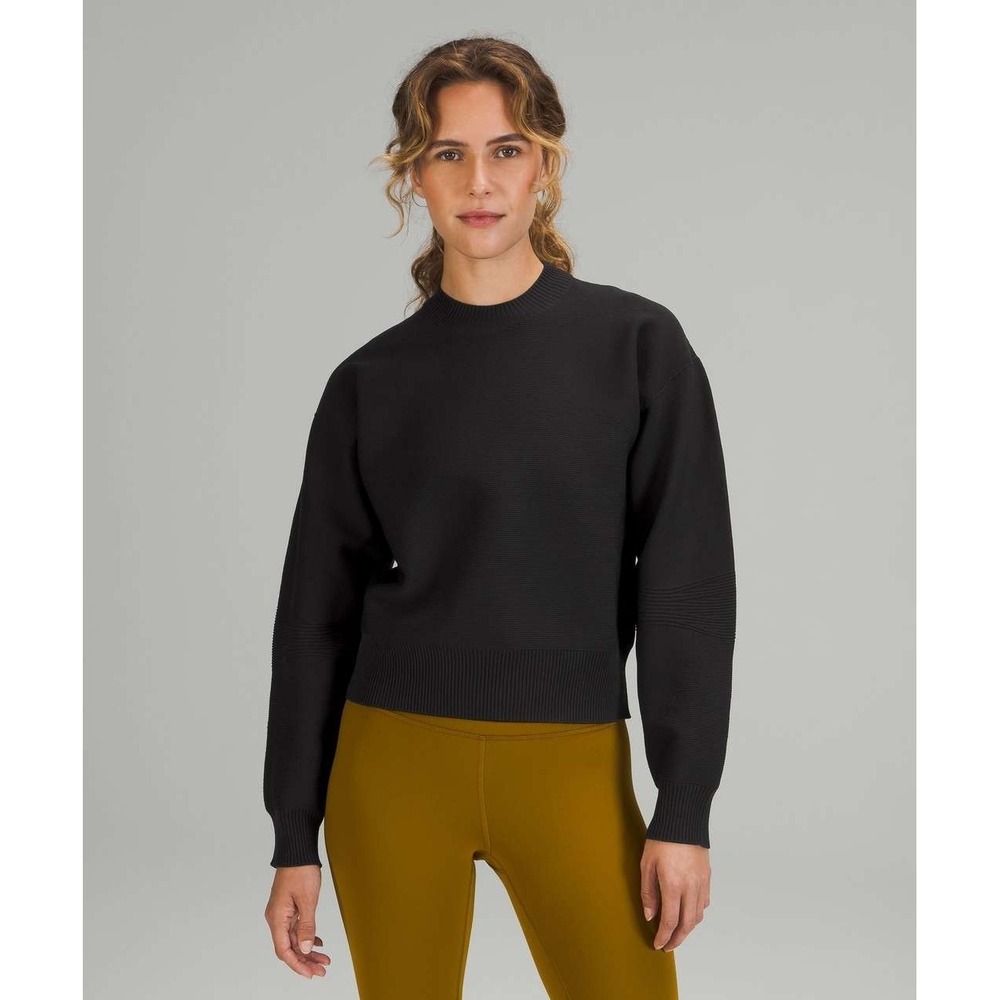 Lululemon‎ All Around Sweater Women's Medium Black Crewneck Pullover Relaxed Fit